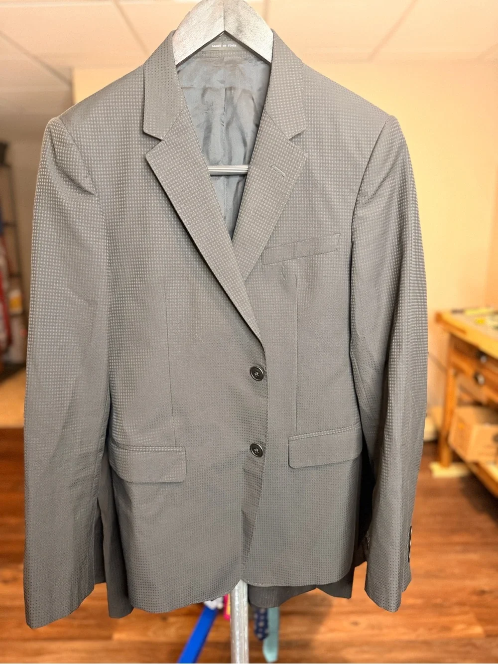 Emporio Armani David Line Black Micro-Pattern Blazer — Made in Italy - Sz.42